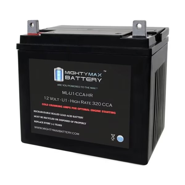 ML-U1-CCAHR 12V 320CCA Battery for Heilman Enterprises 11/78 Mower, Mighty Max Battery, Mfr#: ML-U1-CCAHR252